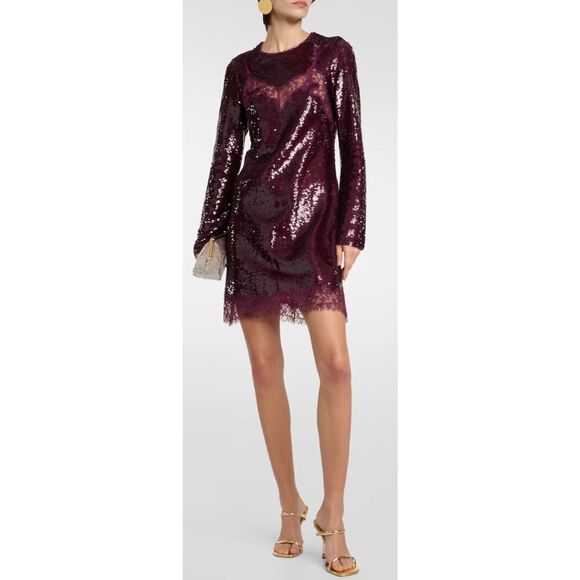 SIMKHAI Mako Sequined minidress In Maroon NWT Size 6 - Picture 2 of 11